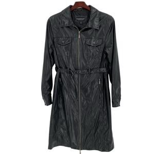 Rampage black faux snakeskin full zip jacket with belt Womens size large